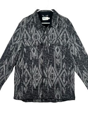 Wellen Jacquard Overshirt Jacket Mens Size XL Black Diamond Organic Cotton